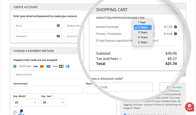 domainprotection Domain.com purchase plan and payment terms
