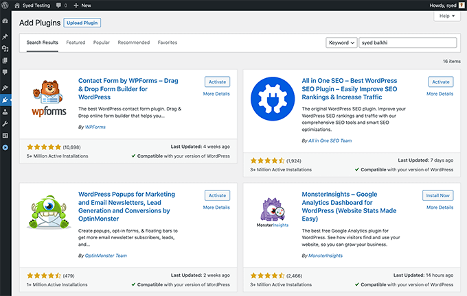 WordPress Plugin Dashboard featuring plugins by Syed Balkhi WordPress Plugin Dashboard featuring plugins by Syed Balkhi
